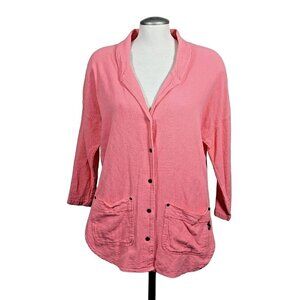 Womens Blazer Jacket Size Med Snap Front Caribbean Cotton Gauze Coral Pockets
